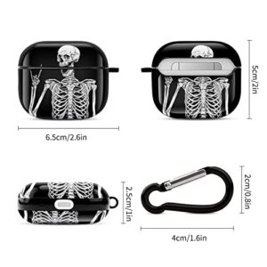 YouTary Compatible with Airpods 3 Case Cover 2021 with Keychain Rock and Roll Skeleton Skull Boho Hippie Pattern, Apple AirPod Headphone Cover Unisex Shockproof Protective Wireless Charging