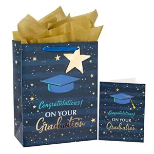 maypluss 13" large gift bag with greeting card and tissue paper for graduation