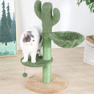 BOLUO Cat Scratching Post with Hammock for Indoor Cats Scratcher Posts Tall Cute Catcus Cat Tree Toy Kitten Sisal Rope Scratch Dangling Ball 31 Inch