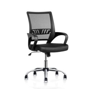 monibloom office swivel desk mesh chair, mid back ergonomic rolling computer task chair with lumbar support, adjustable height/tilt, black