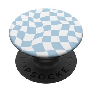 wavy checkered light blue checkerboard pattern popsockets standard popgrip