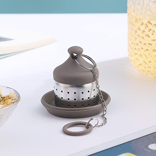 Kyraton Tea Strainer Tea Infusers for Brew Loose Tea Coffee spices 2 Pack , Stainless Steel Tea and Coffee Infuser Fine Mesh Filters with Silicone Drip Dray and Extended Chain Hook.