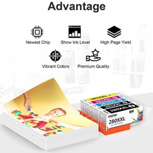 FASTINK Compatible Ink Cartridge Replacement for Canon 280 and 281 PGI-280XXL CLI-281XXL 281XXL to use with Canon PIXMA TR7520 TR8520 TS6120 TS6220 TS8120 TS8220 TS9120 TS9520 TS6320 TS9521C (5 Pack)