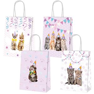 12 Pcs Cat Party Favor Bag Cat Theme Bags Cat Birthday Party Decorations Supplies Cat Candy Treats Bags Pet Party Favors Pet Animal Birthday Supplies