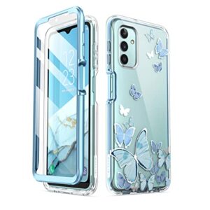 i-blason cosmo case for samsung galaxy a13 4g/ 5g, slim full-body stylish protective case with built-in screen protector (blue butterfly)