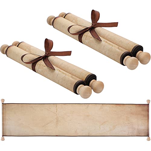 2 Pack Blank Paper Scrolls 7.5 x 31 Inches Scroll Paper Wrapped on Wood Rod for Writing, Drawing, Calligraphy, Wedding Vows, Invitation, Renaissance Festivals, Naughty or Nice List