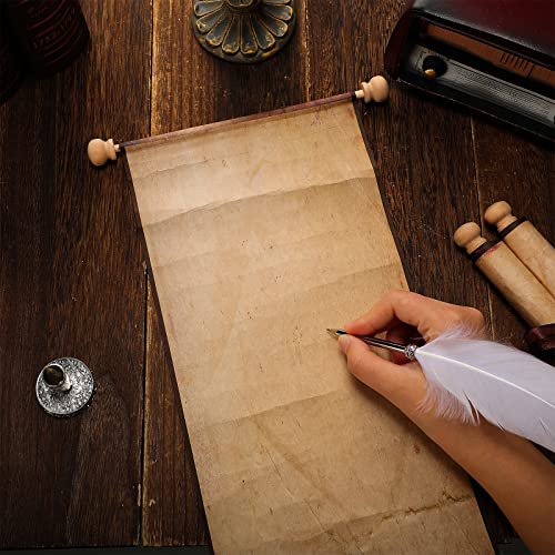 2 Pack Blank Paper Scrolls 7.5 x 31 Inches Scroll Paper Wrapped on Wood Rod for Writing, Drawing, Calligraphy, Wedding Vows, Invitation, Renaissance Festivals, Naughty or Nice List