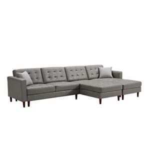Aoowow Convertible Modular Sectional Sofa Couch U Shaped with Reversible Chaise PU Faux Leather (Grey)