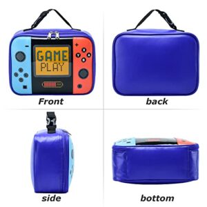 ZEGEIRI Kids Lunch Box Girls Boys Insulated Game Console Lunch Bag Back to School Reusable Leather Lunch Tote Kit-Game Play DB