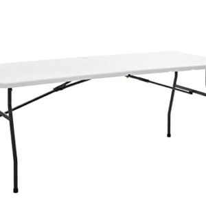 Living and More 6 Foot Fold-in-Half Table with Curve Legs, White