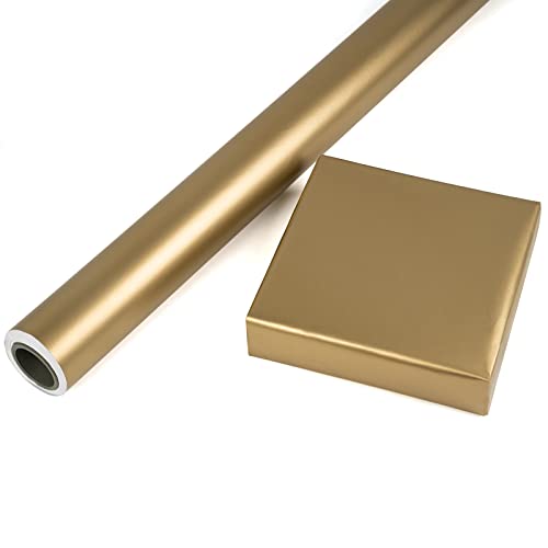 Packanewly Gold Matte Wrapping Paper with Cutline on Reverse - 30 inch x 100 Feet(250 sq. ft. ttl) Jumbo Roll for Gift Wrap, Shipping, Moving, Arts/Crafts, Table Cover | Bulk