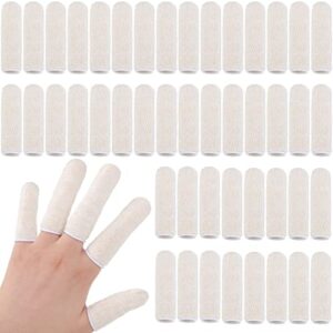 geyoga 50 pieces cotton finger cots finger toe sleevesthumb protector fingertips protective cushion, moisture wicking (7.6 cm/ 3 inch)