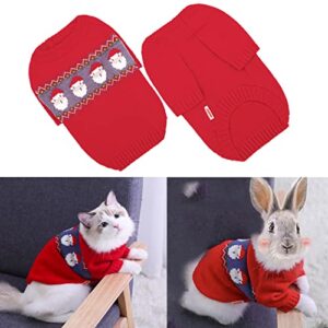 anelekor cat sweater rabbit turtleneck knitwear puppy sweatshirt bunny warm clothes soft vest shirt small animals outerwear christmas holiday pet apparel (small)
