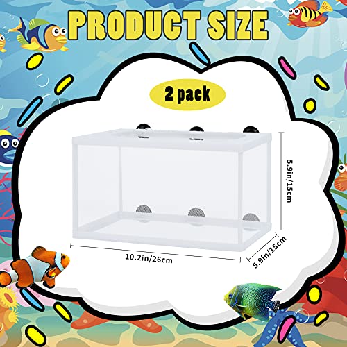 2 Pieces Fish Tank Breeder Net, Akamino Large Fish Breeder Isolation Box, Plastic Frame Hatching Box Separation Net Breeding Box with Suction Cup for Aquarium