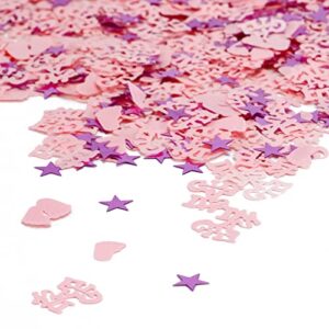 it's a girl table sequins pink baby footprint star table confetti for baby shower decorations baby birthday party supplies(1.6 oz/45 g)