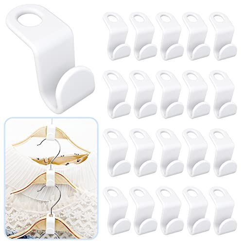 Qinzcp 42Pcs Clothes Hanger Connector Hooks,White Plastic Hangers Extenders Clips for Closet Hangers Space Saving and Closet Organizers (White)