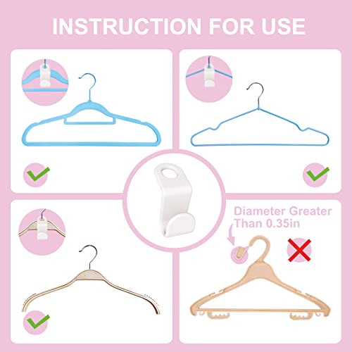 Qinzcp 42Pcs Clothes Hanger Connector Hooks,White Plastic Hangers Extenders Clips for Closet Hangers Space Saving and Closet Organizers (White)