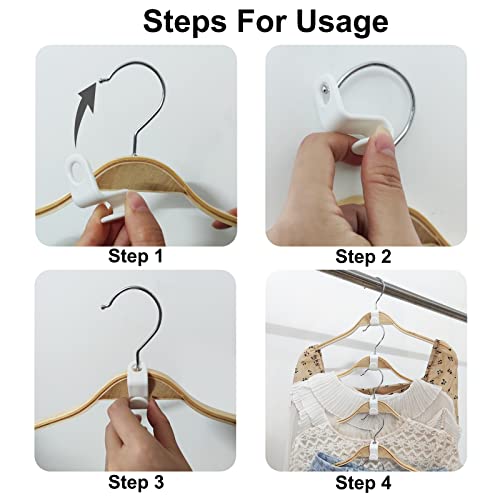 Qinzcp 42Pcs Clothes Hanger Connector Hooks,White Plastic Hangers Extenders Clips for Closet Hangers Space Saving and Closet Organizers (White)