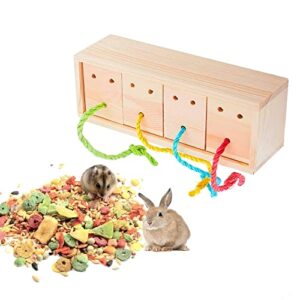 yeebeny wooden small animals enrichment foraging toy, interactive hide treats puzzle snuffle game, for rabbit, hamster, guinea pig, chinchilla, bunny and other small rodent pets, feeder training toys