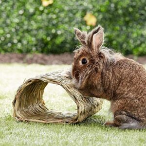 Hamiledyi Rabbit Grass Tunnel,Natural Straw Woven Mat Winter Warm Hideaway Hut for Bunny Gerbil Ferrets Chinchilla Guinea Pig