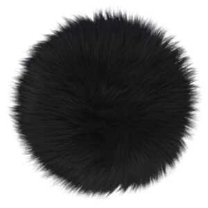 Sibba Faux Fur Fuzzy Area Rug Chair Pad Protectors 30 cm Black Small Round Cover Pillow Cushion Carpet Mat Desk Sofa Seat Couch for Living Room Kids Bedroom Home Decor Photographing Background Craft