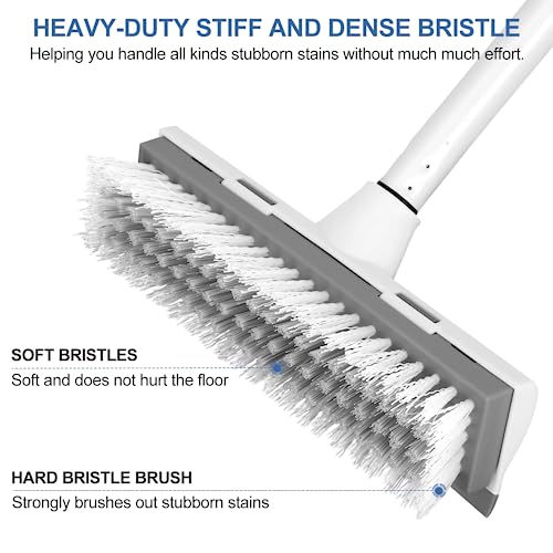 SetSail Floor Scrub Brush with Long Adjustable Handle Heavy-Duty Stiff Bristles Floor Scrubber 2-in-1 Deck Grout Brush for Cleaning Shower Bathroom, Tile, Carpet, Kitchen