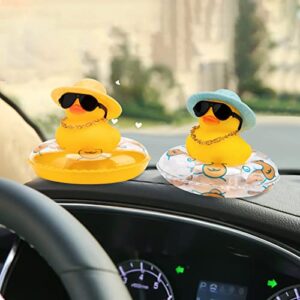 wonuu Car Rubber Duck Dashboard Ornament with Mini Bachelor Cap, Necklace & Sunglasses