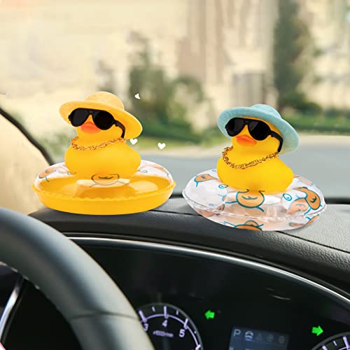 wonuu Car Rubber Duck Dashboard Ornament with Mini Bachelor Cap, Necklace & Sunglasses