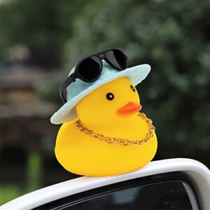 wonuu Car Rubber Duck Dashboard Ornament with Mini Bachelor Cap, Necklace & Sunglasses