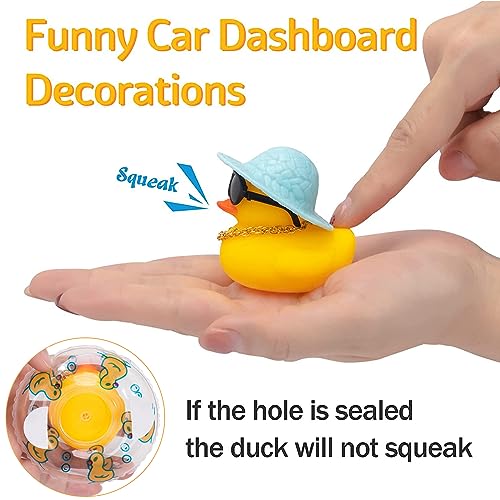 wonuu Car Rubber Duck Dashboard Ornament with Mini Bachelor Cap, Necklace & Sunglasses