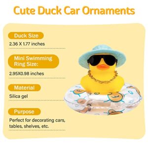 wonuu Car Rubber Duck Dashboard Ornament with Mini Bachelor Cap, Necklace & Sunglasses