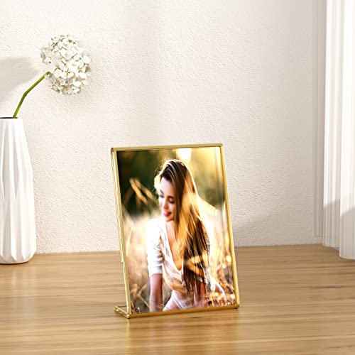 NIUBEE 6 Pack 5 x 7 Acrylic Gold Frame, Slanted Back Table Sign Holder for Wedding Table Numbers, Restaurant Signs, Photos and Art Display Visit the Store