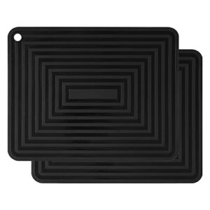 iffmyjb silicone trivet mats for hot pots & pans hot dishes, silicone pot holders, hot pads for kitchen, multipurpose heat resistant mat for silicone hot pads, trivet mat 2 set black