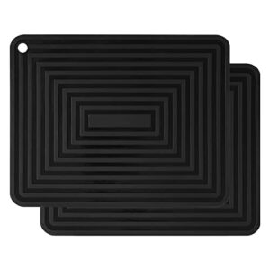 IFFMYJB Silicone Trivet Mats for Hot Pots & Pans Hot Dishes, Silicone Pot Holders, Hot Pads for Kitchen, Multipurpose Heat Resistant Mat for Silicone Hot Pads, Trivet Mat 2 Set Black