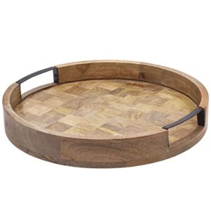 gourmet basics by mikasa avery mango wood lazy susan serving tray, 14 inch, brown