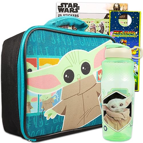 Grogu School Supplies Bundle Baby Yoda Lunch Box Set - 4 Pc Grogu Lunch Box with Water Bottle, Baby Yoda Stickers, More (Baby Yoda Lunch Bag)