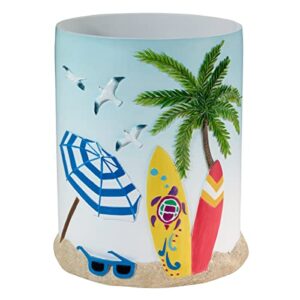 avanti linens - waste basket, decorative trash can, beach home decor (surf time collection)