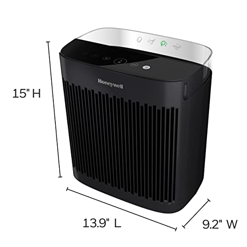 Honeywell InSight HEPA Air Purifier with Air Quality Indicator for Medium-Large Rooms (190 sq ft), Black - Wildfire/Smoke, Pollen, Pet Dander, and Dust Air Purifier