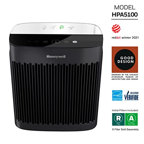 Honeywell InSight HEPA Air Purifier with Air Quality Indicator for Medium-Large Rooms (190 sq ft), Black - Wildfire/Smoke, Pollen, Pet Dander, and Dust Air Purifier