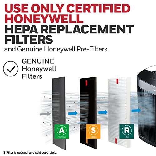 Honeywell InSight HEPA Air Purifier with Air Quality Indicator for Medium-Large Rooms (190 sq ft), Black - Wildfire/Smoke, Pollen, Pet Dander, and Dust Air Purifier