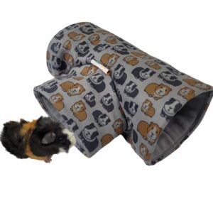 guinea pig tunnel fleece small pet hideout stay open three way animal play toy