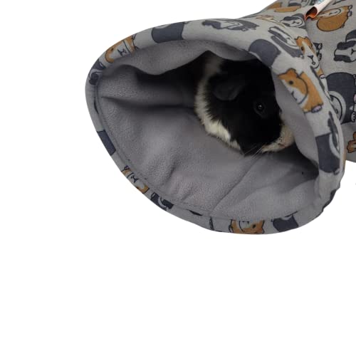 Guinea Pig Tunnel Fleece Small Pet Hideout Stay Open Three Way Animal Play Toy