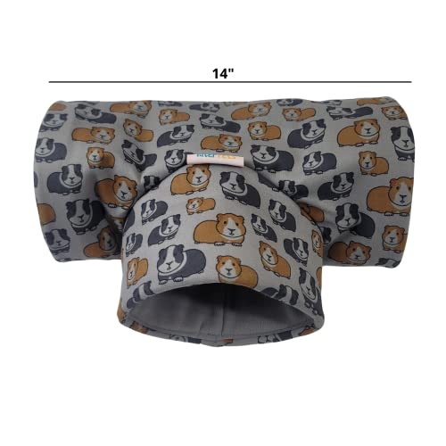 Guinea Pig Tunnel Fleece Small Pet Hideout Stay Open Three Way Animal Play Toy