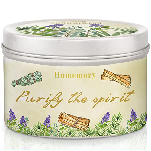 Candles for Home Scented, Sage & Jade Sandalwood Scented Candles to Purify the Spirit, Aromatherapy Candles Stress Relief, All Natural Non-toxic Soy Candles with Essential Oils, Soy Wax Tin Candle 6oz