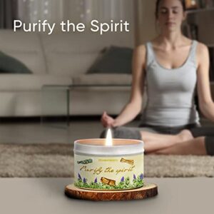 Candles for Home Scented, Sage & Jade Sandalwood Scented Candles to Purify the Spirit, Aromatherapy Candles Stress Relief, All Natural Non-toxic Soy Candles with Essential Oils, Soy Wax Tin Candle 6oz