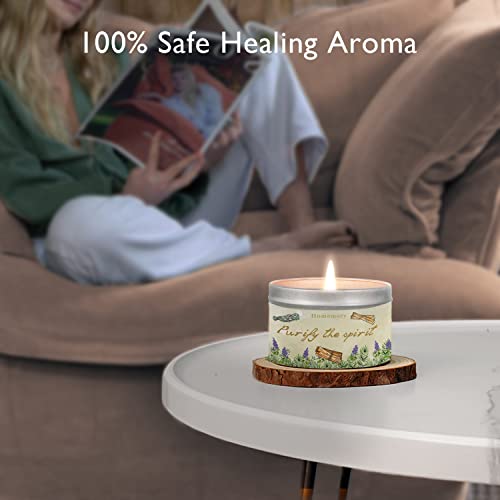 Candles for Home Scented, Sage & Jade Sandalwood Scented Candles to Purify the Spirit, Aromatherapy Candles Stress Relief, All Natural Non-toxic Soy Candles with Essential Oils, Soy Wax Tin Candle 6oz