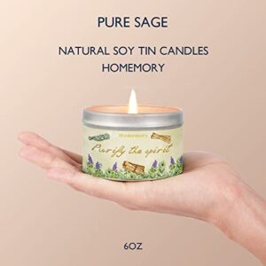 Candles for Home Scented, Sage & Jade Sandalwood Scented Candles to Purify the Spirit, Aromatherapy Candles Stress Relief, All Natural Non-toxic Soy Candles with Essential Oils, Soy Wax Tin Candle 6oz