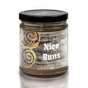nice buns - sticky cinnamon buns scented - funny 6 oz jar candle - 40 hour burn time