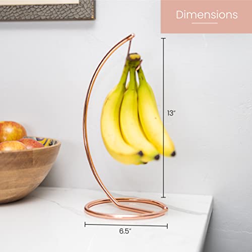 Rose Gold Banana Holder | Rust-Resistant & Durable Steel Construction | Sleek & Modern Design for Kitchen Countertops | Perfect for Home and Office Use | Prevents Bruising & Extends Shelf Life