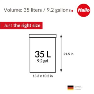 Hailo Big-Box L 1 x 35 liters / 9.2 gallons | Self-Closing Swing lid | Stainless Steel Liner Clamping Frame | Waste bin Kitchen Rectangular | Made in Germany